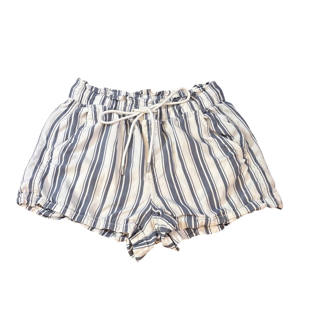 LOFT Shorts Women Blue White Striped Paperbag Waist Drawstring SIZE S